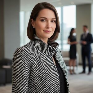 Elegant Black and White herringbone jacket XS